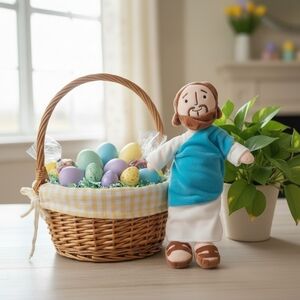 Soft Storybook Jesus Plush Doll w/Blue Tunic – Gentle, Sweet & New Without Tags